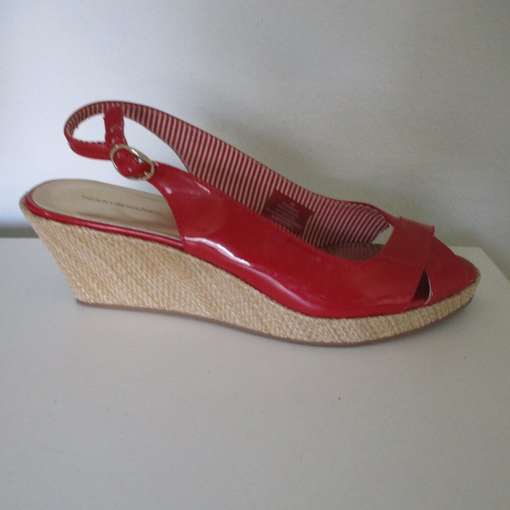 Tommy Hilfiger Red Patent Slingback Wedge Sandals